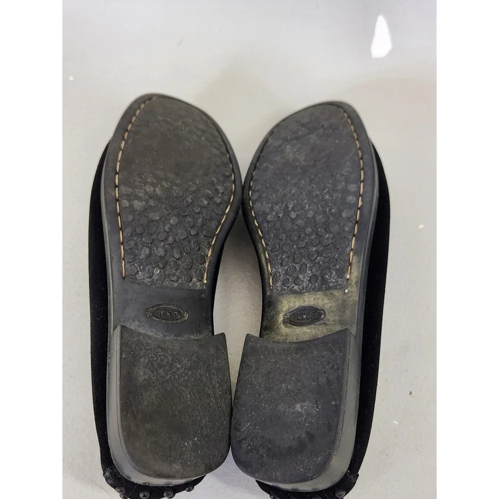 Tod's Penny Loafers Women EU 39 US 8.5 Black Suede Gomma Heel Italy Quiet Luxury